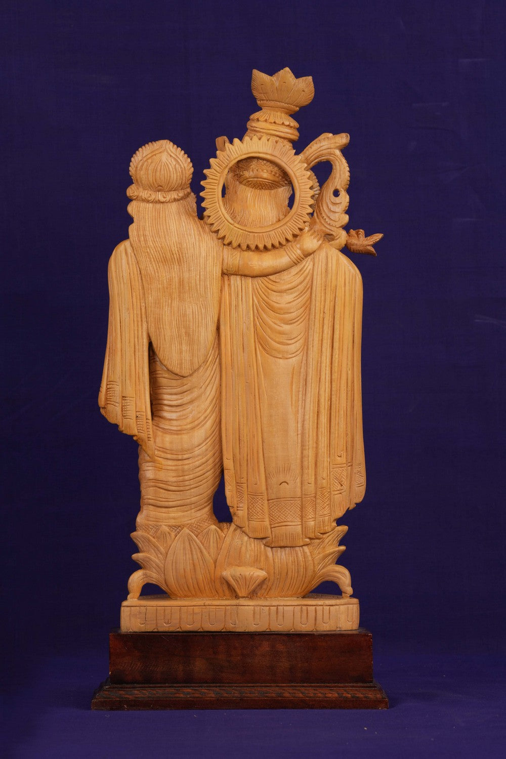 Image of Wooden Radha Krishna Sculpture